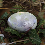 Æg med sølv i rede af vedbendranker